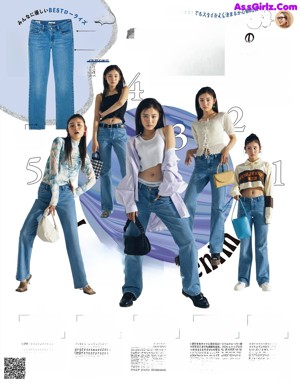 A magazine spread with a bunch of women in different outfits.