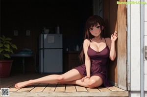 A girl in a white dress is looking out a window.